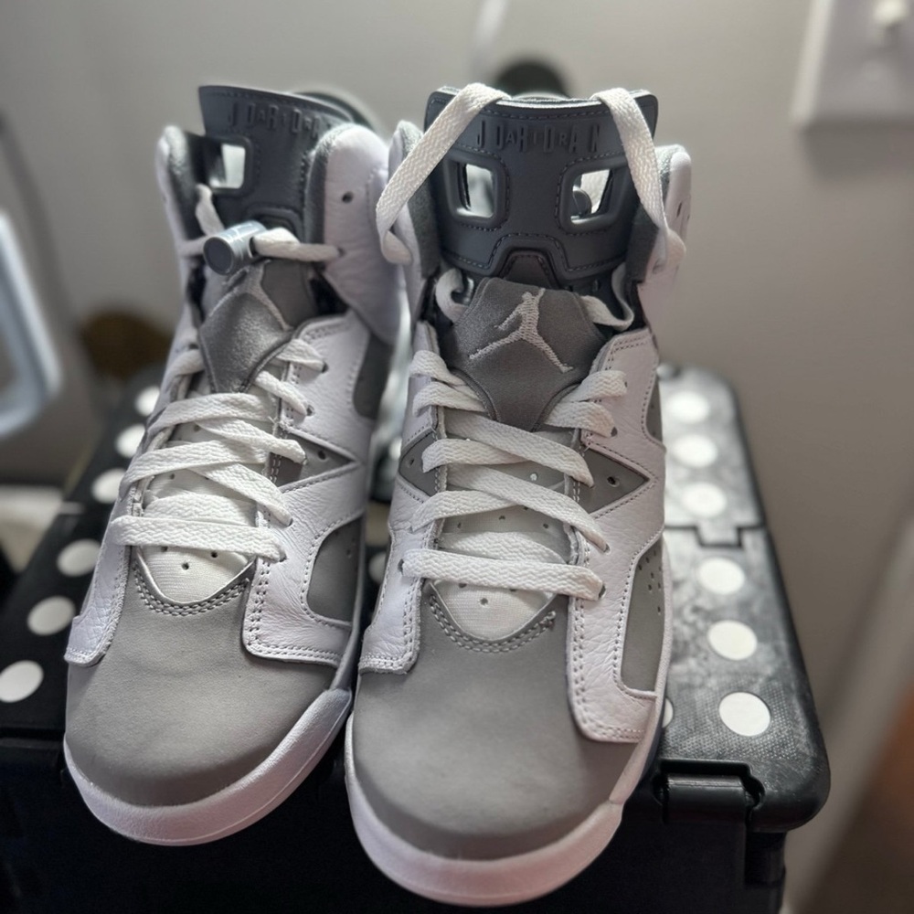 Kids Jordan Gray and White Sneakers